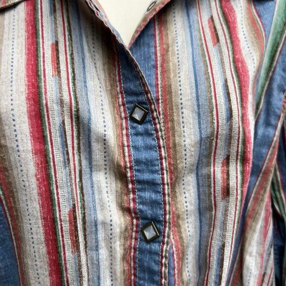 LRL Ralph Lauren Jeans Co. Size XL Cotton Striped Aztec Western Pearl Snap - Picture 5 of 7